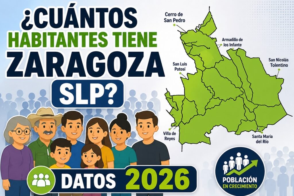 Mapa de Población de Zaragoza San Luis Potosí con división territorial en color verde